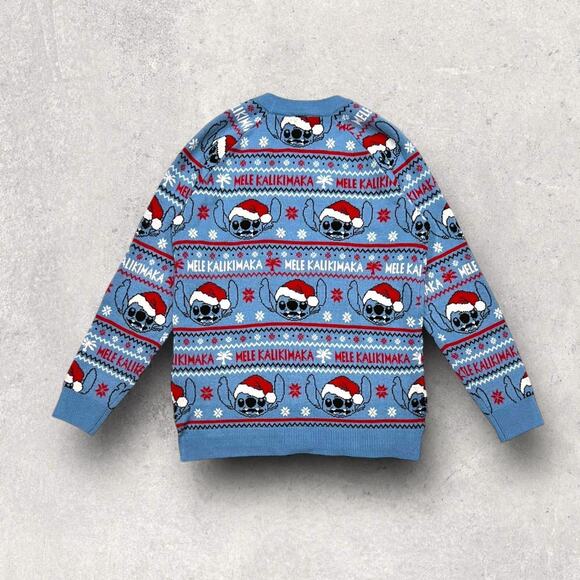 ★ Disney Stitch Mele Kalikimaka Knitted Hawaiian Themed Ugly Christmas Sweater ★ - Picture 3 of 7
